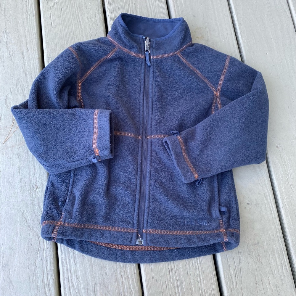L.L. BEAN - Boys gray fleece w/orange trim, Size: 5/6